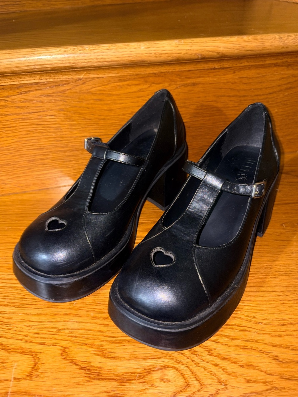 Dolls Kill dELiA*s Hopscotch Kid Black T-Strap Mary Jane Chunky Block Heels - 10